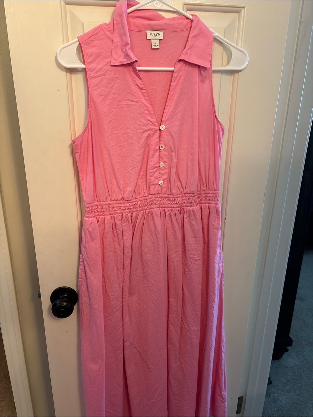 J. Crew WonSleeveless Pink Collared Maxi Dress